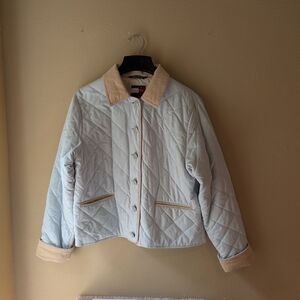 Tommy Hilfiger Light Blue and Tan Quilted Puffer Jacket